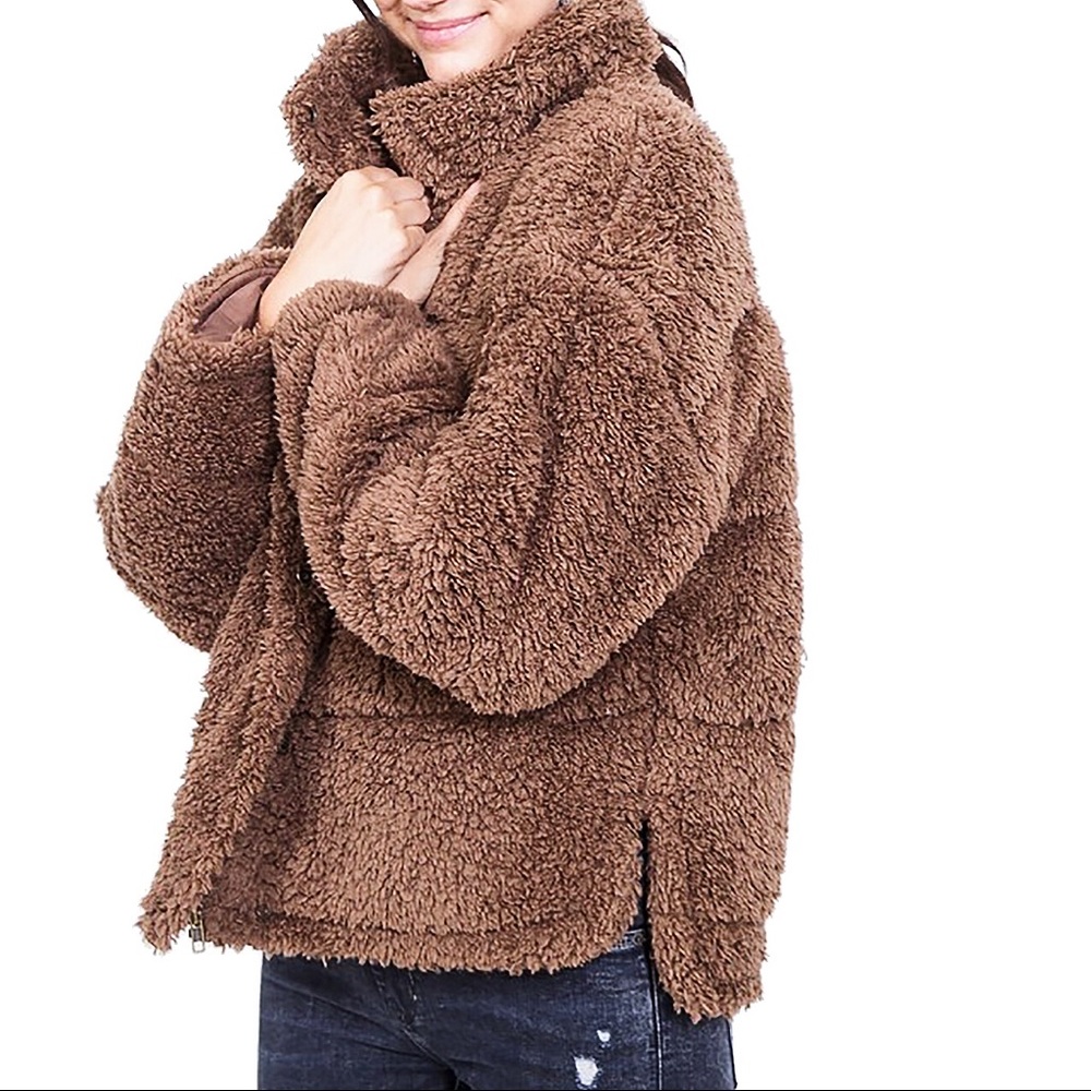 Very j Mocha Brown Teddy fuzzy jacket